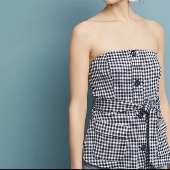 Anthropologie Eva Franco Strapless Gingham Top Size XS NWT - Picture 1 of 8